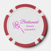 Einfache minimale rosa Bridesaid fügen den Text fü Pokerchips (Rückseite)