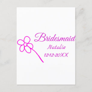 Einfache minimale rosa Bridesaid fügen den Text fü Postkarte