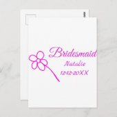 Einfache minimale rosa Bridesaid fügen den Text fü Postkarte (Vorne/Hinten)