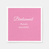 Einfache minimale rosa Bridesaid fügen den Text fü Serviette (Vorderseite)
