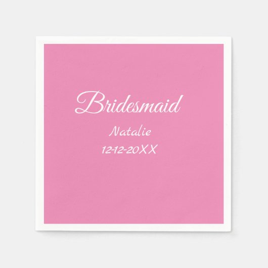 Einfache minimale rosa Bridesaid fügen den Text fü Serviette (Vorderseite)
