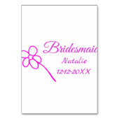 Einfache minimale rosa Bridesaid fügen den Text fü Tischnummer (Rückseite)