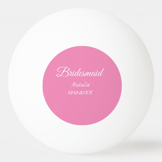 Einfache minimale rosa Bridesaid fügen den Text fü Tischtennisball (Vorderseite)