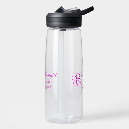 Einfache minimale rosa Bridesaid fügen den Text fü Trinkflasche (Links)