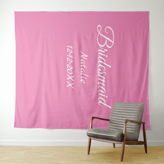 Einfache minimale rosa Bridesaid fügen den Text fü Wandteppich (Beispiel (Horizontal))