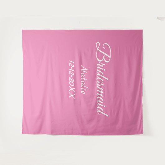 Einfache minimale rosa Bridesaid fügen den Text fü Wandteppich (Vorderseite (Horizontal))