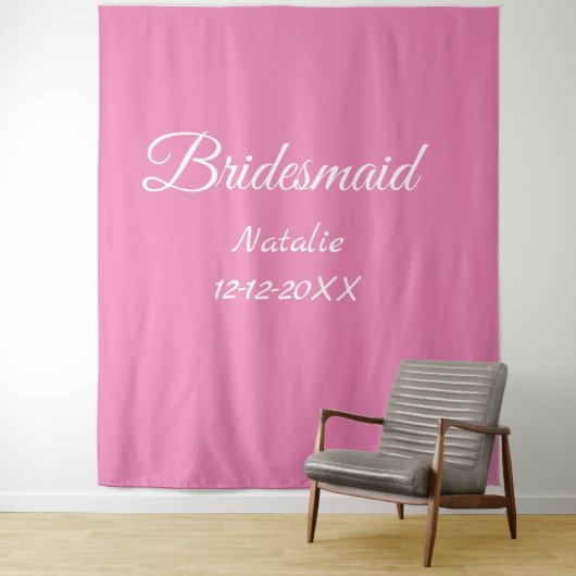 Einfache minimale rosa Bridesaid fügen den Text fü Wandteppich (Beispiel)
