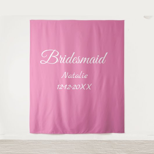 Einfache minimale rosa Bridesaid fügen den Text fü Wandteppich (Vorderseite)