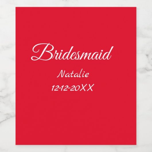 Einfache minimale rosa Bridesaid fügen den Text fü Weinetikett (Einzelnes Label)
