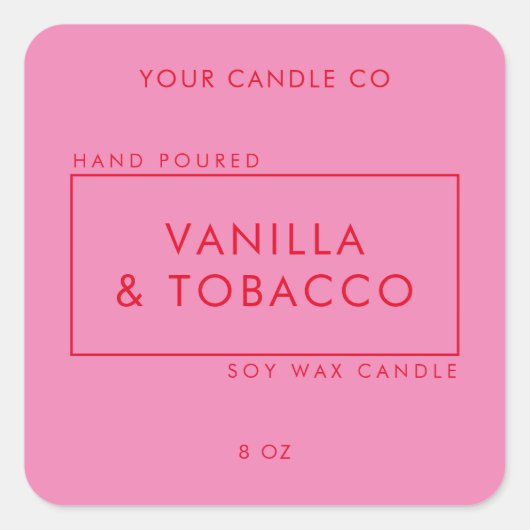 Einfache minimale Rosa-Kerze Quadratischer Aufkleber (Vorderseite)