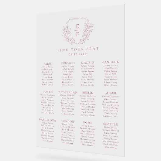 Einfache minimale Rosa Kirschblossom Sitzkarte Acrylschild (Winkel)