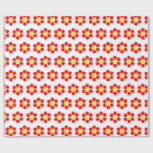Einfache minimale Rot-Gelb-Blumen Geschenkpapier (Flach)