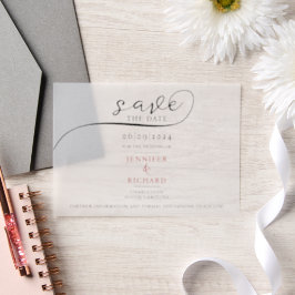 Einfache minimale rote Schrift mit Foto White Wedd Pergament Einladungen