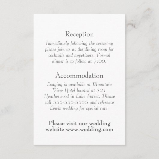 Einfache, minimale, schreibgeschützte Hochzeitsdet Begleitkarte (Vorderseite)