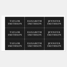 Einfache minimale Schwarz/Weiß, die Namensschule h Etiketten