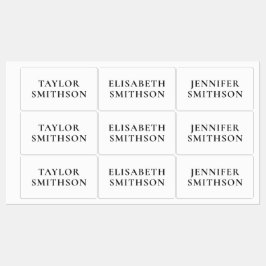 Einfache minimale Schwarz/Weiß, die Namensschule h Etiketten