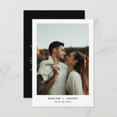 Einfache minimale Schwarz-Weiß-Hochzeit Dankeskarte (Vorne/Hinten)