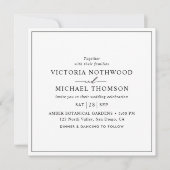 Einfache minimale Schwarz-Weiß-Hochzeit Einladung (Vorderseite)