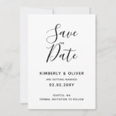 Einfache Minimale Schwarz-Weiß-Kalligrafie-Hochzei Einladung (Vorderseite)