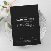Einfache Minimale Schwarz-weiße Script Bachelor Pa Einladung