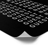 Einfache minimale Schwarz-weiße Sitzkarte Poster (Ecke)