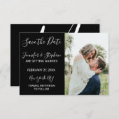 Einfache Minimale Schwarz-weiße Typografie Save The Date (Vorne/Hinten)