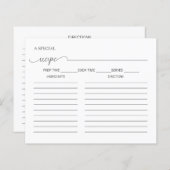 Einfache Minimale Script-Brautparty-Rezept-Karte (Vorne/Hinten)