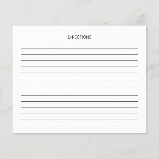 Einfache Minimale Script-Brautparty-Rezept-Karte (Rückseite)