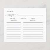 Einfache Minimale Script-Brautparty-Rezept-Karte (Vorderseite)