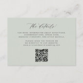 Einfache minimale Skripte QR Code Salbei Hochzeit  Begleitkarte (Vorderseite)