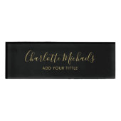 Einfache minimale Skripte schwarzen Goldnamen Beru Namenschild (Vorderseite)