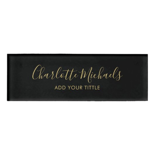 Einfache minimale Skripte schwarzen Goldnamen Beru Namenschild (Vorderseite)