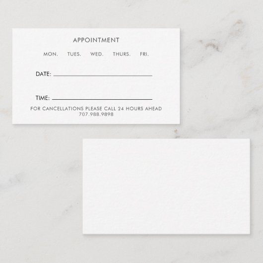 Einfache minimale Terminkarte für jedes Geschäft (Vorne/Hinten)