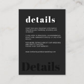 Einfache minimale Typografie schwarze Hochzeitsdet Begleitkarte (Vorderseite)