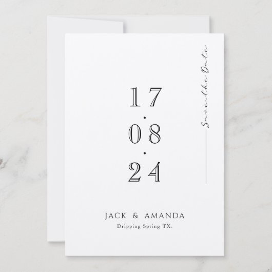 Einfache minimale typografische Hochzeit speichern Save The Date (Vorderseite)