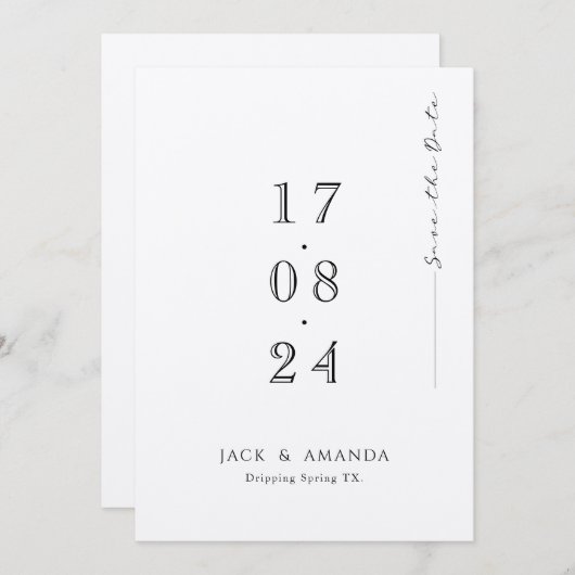 Einfache minimale typografische Hochzeit speichern Save The Date (Vorne/Hinten)