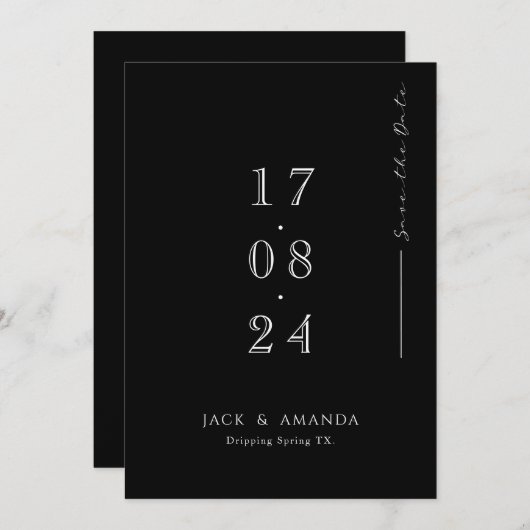 Einfache minimale typografische Hochzeit speichern Save The Date (Vorne/Hinten)
