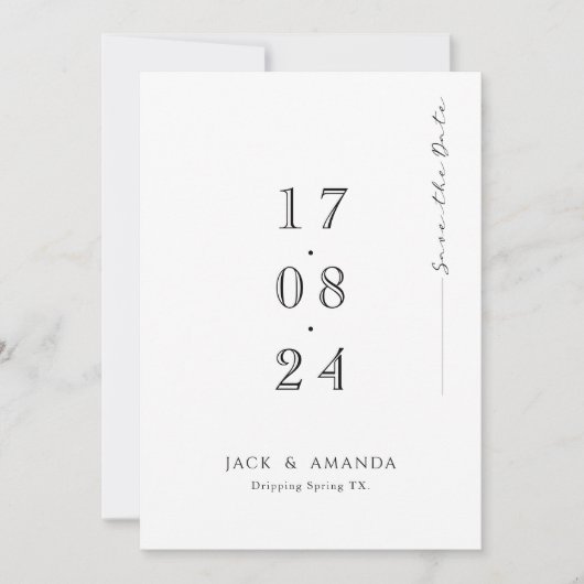 Einfache minimale typografische Hochzeit speichern Save The Date (Vorderseite)