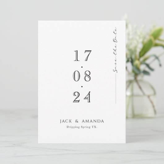 Einfache minimale typografische Hochzeit speichern Save The Date (Stehend Vorderseite)