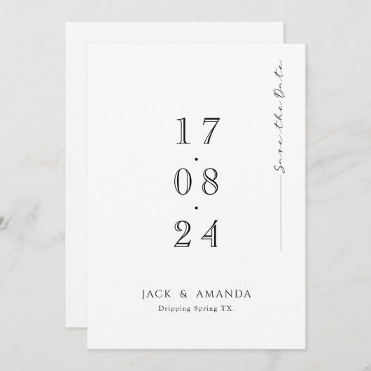 Einfache minimale typografische Hochzeit speichern Save The Date (Vorne/Hinten)