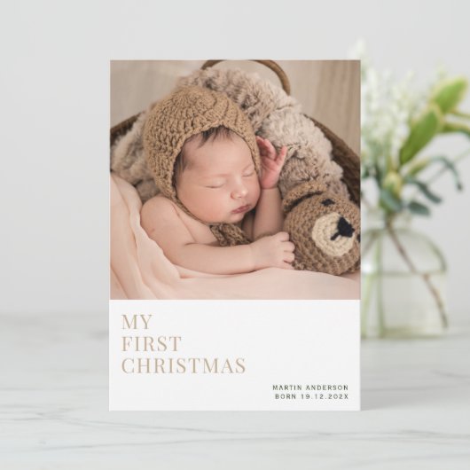 einfache minimale Urlaubsankündigung Feiertagskarte (Stehend Vorderseite)