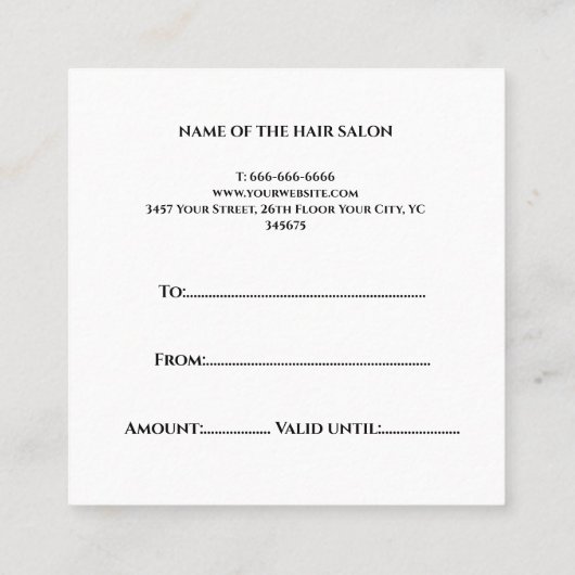 Einfache minimale Weiß- und Schwarz-Schönheitsalon Rabattkarte (Rückseite)