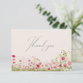 Einfache minimale Wildblume Creamy Vielen Dank Karte (Stehend Vorderseite)