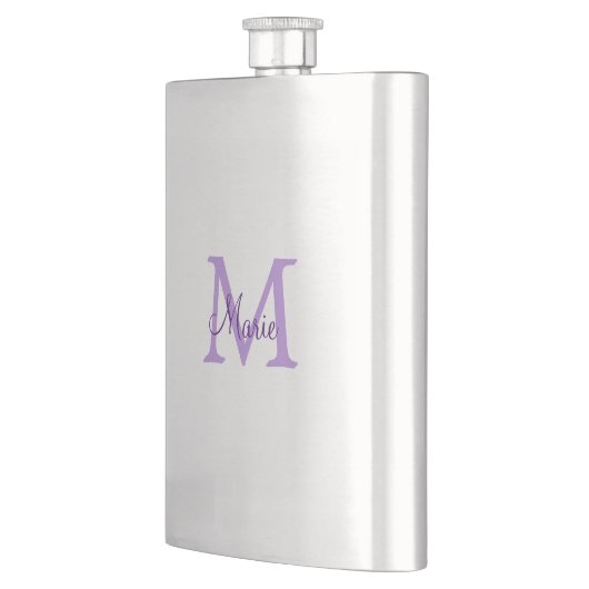 einfache minimale Zugabe Name Monogram Pink Rot Flachmann (Links)