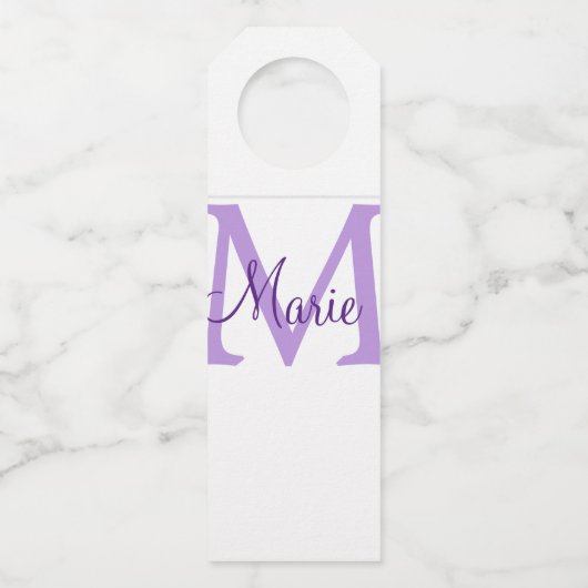 einfache minimale Zugabe Name Monogram Pink Rot Flaschenanhänger (Vorderseite)