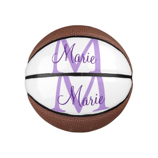 einfache minimale Zugabe Name Monogram Pink Rot Mini Basketball (Vorderseite)