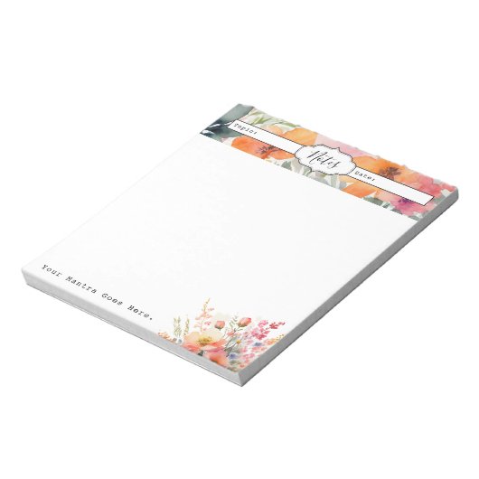 Einfache Minimalfloral täglich Notizblock (Rotiert)