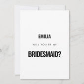Einfache Minimalistin Werden Sie meine Bridesmaid- Einladung (Vorderseite)