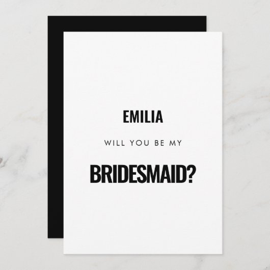 Einfache Minimalistin Werden Sie meine Bridesmaid- Einladung (Vorne/Hinten)