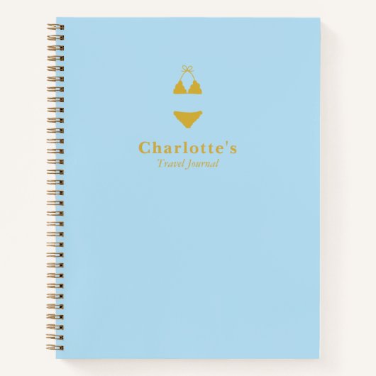 Einfache Minimalistisch Blue and Gold Bikini Reise Notizblock (Vorderseite)